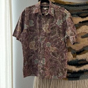 COOKE STREET Vintage Hawaiian Shirt Reverse Print Multi Floral Frond L